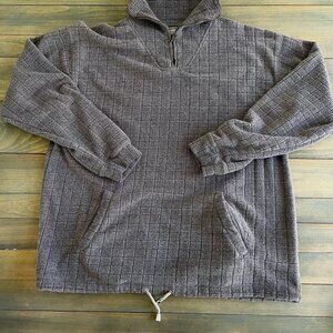 Vintage Le Frog Gray Quilt Sweater 1/4 Zip Mock Neck Pullover 90s - Large (E8)